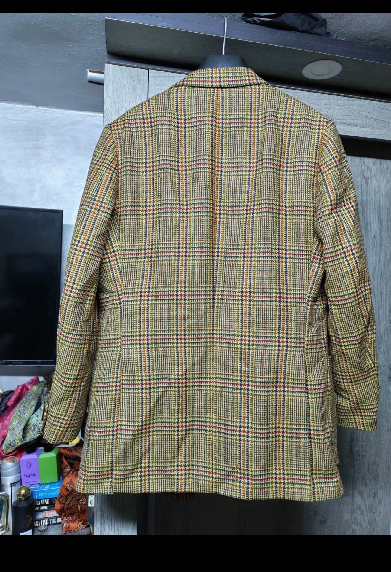 Vintage houndstooth pure wool handwoven soft tweed hunting jacket blazer 38R