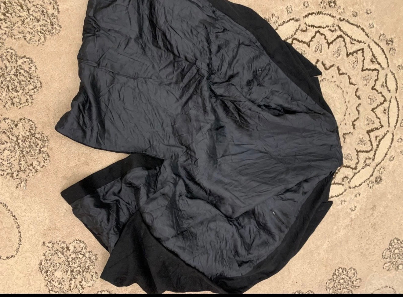 Vintage woollen wool double breasted gangster black long over coat 46L XL