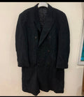 Vintage wool Cashmere blend double breasted gangster black over coat 46R 46L XL