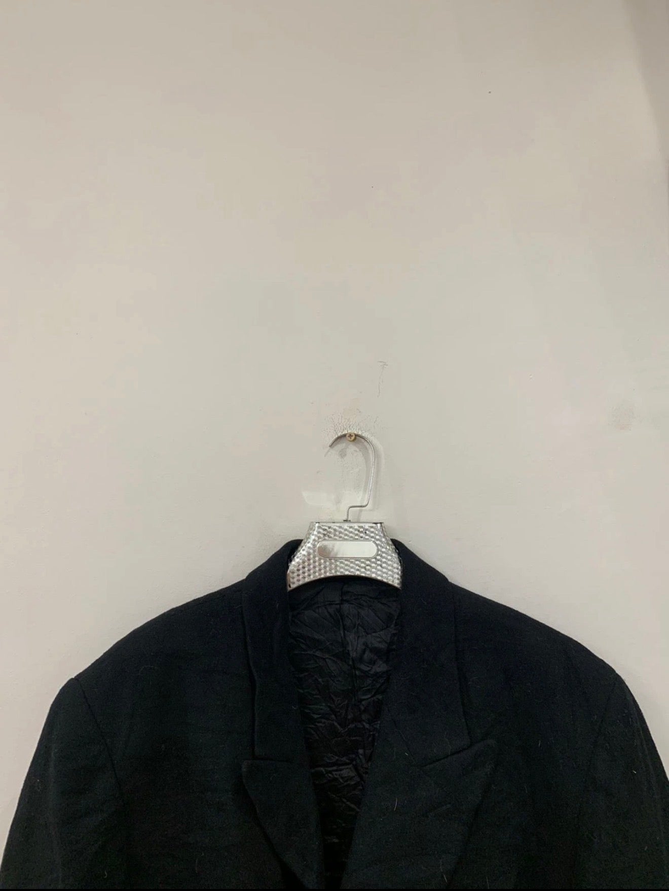 Vintage wool Cashmere blend double breasted gangster black over coat 46R 46L XL