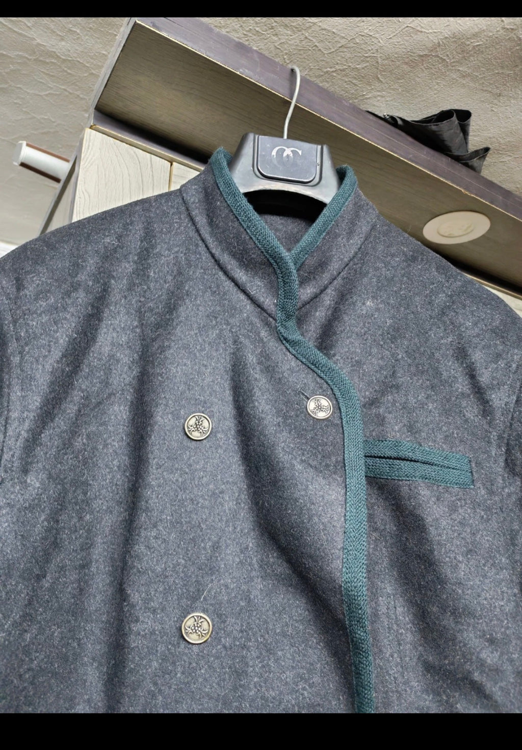 Vintage exquisit Loden wool blend silver button charcoal jacket 42 L 12
