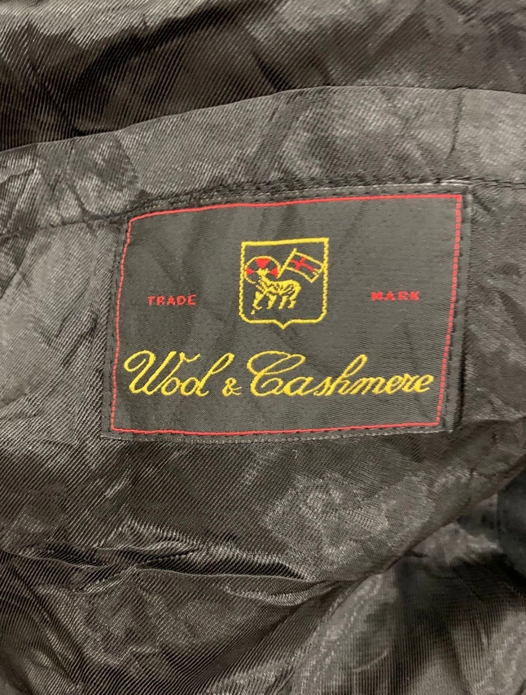 Vintage wool Cashmere blend double breasted gangster black over coat 46R 46L XL