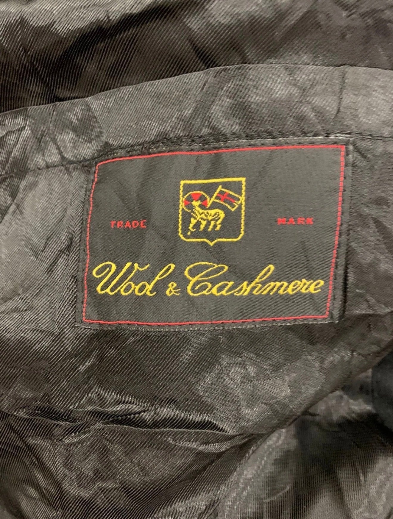 Vintage wool Cashmere blend double breasted gangster black over coat 46R 46L XL