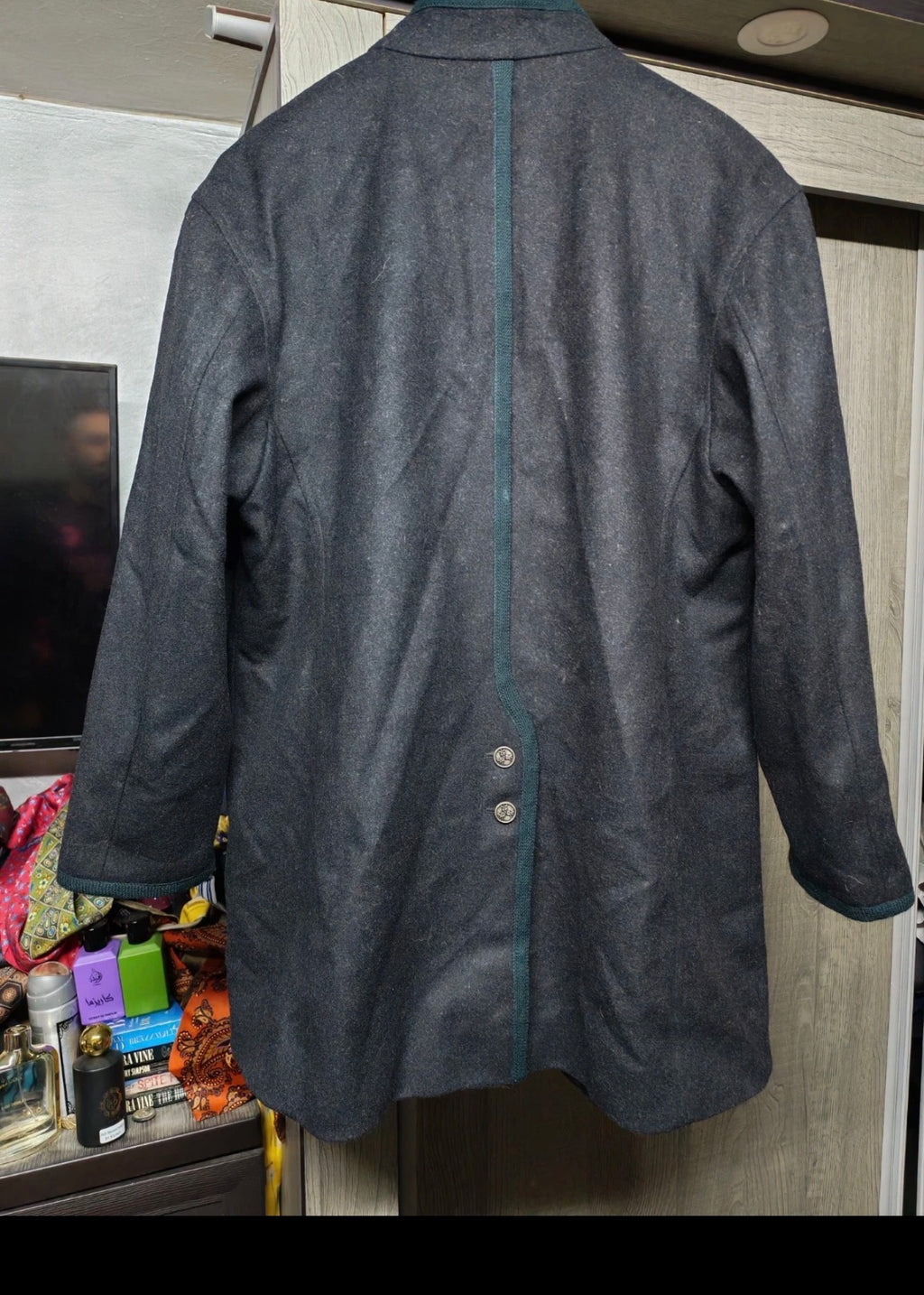 Vintage exquisit Loden wool blend silver button charcoal jacket 42 L 12