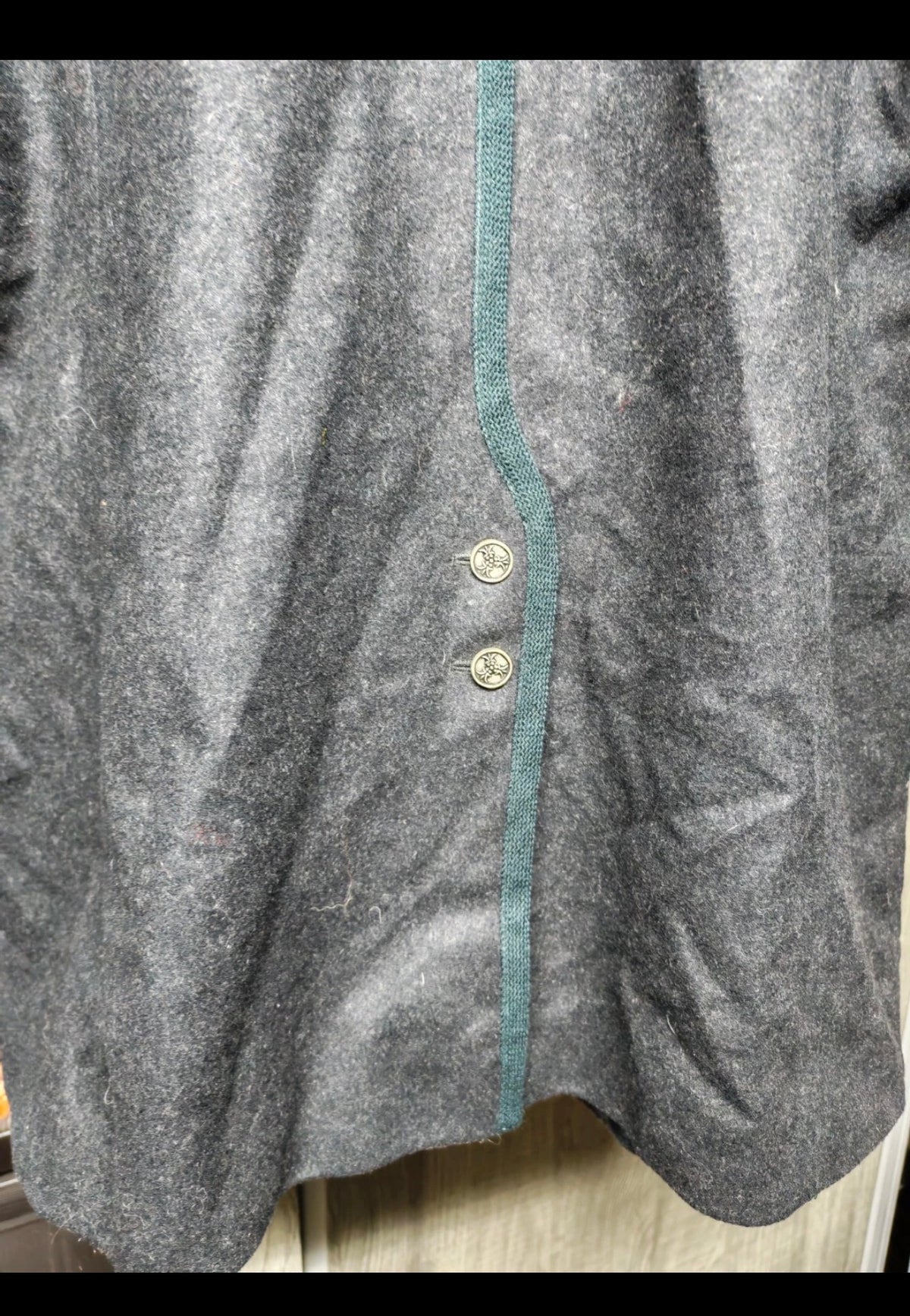 Vintage exquisit Loden wool blend silver button charcoal jacket 42 L 12