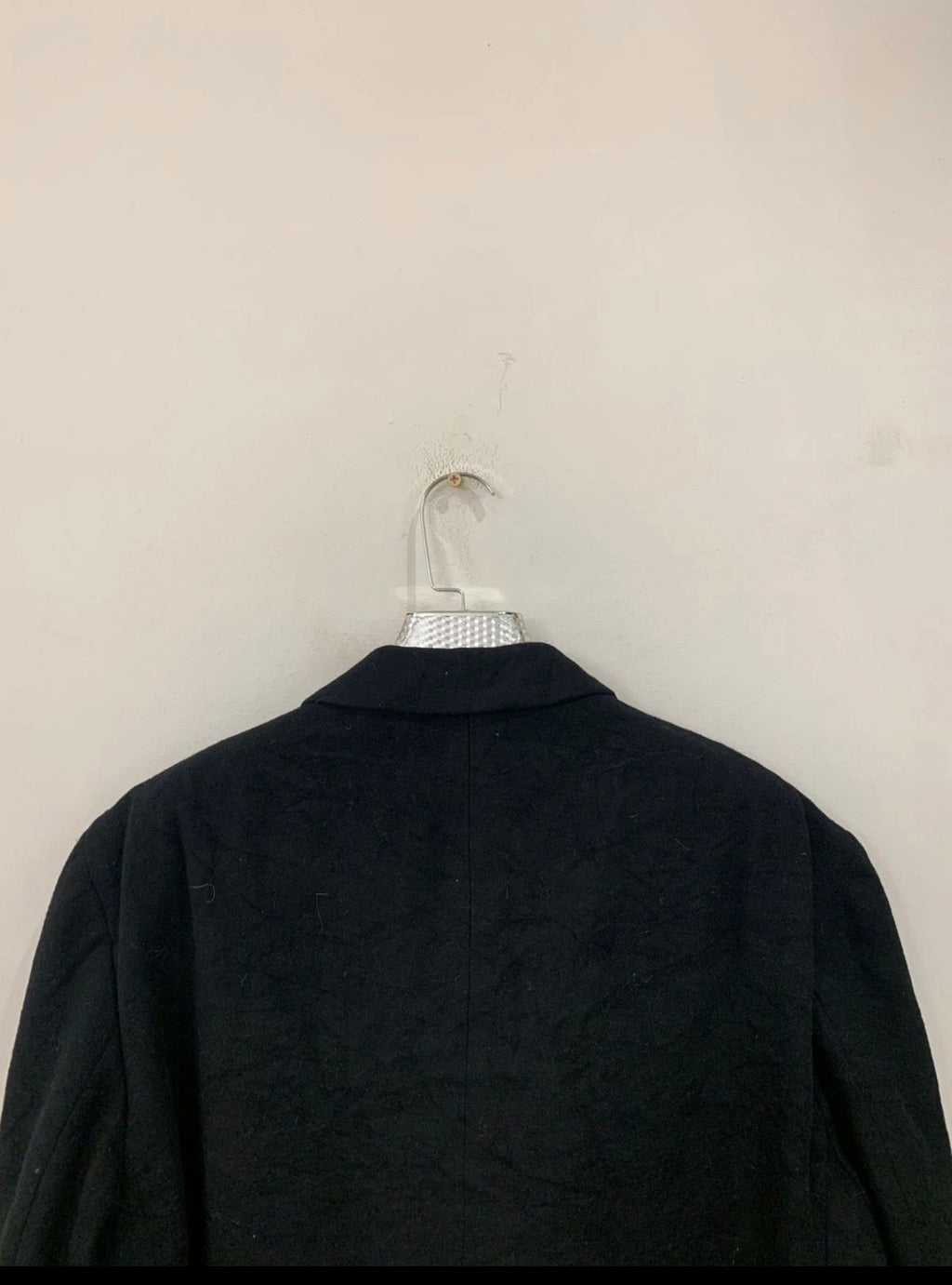 Vintage wool Cashmere blend double breasted gangster black over coat 46R 46L XL