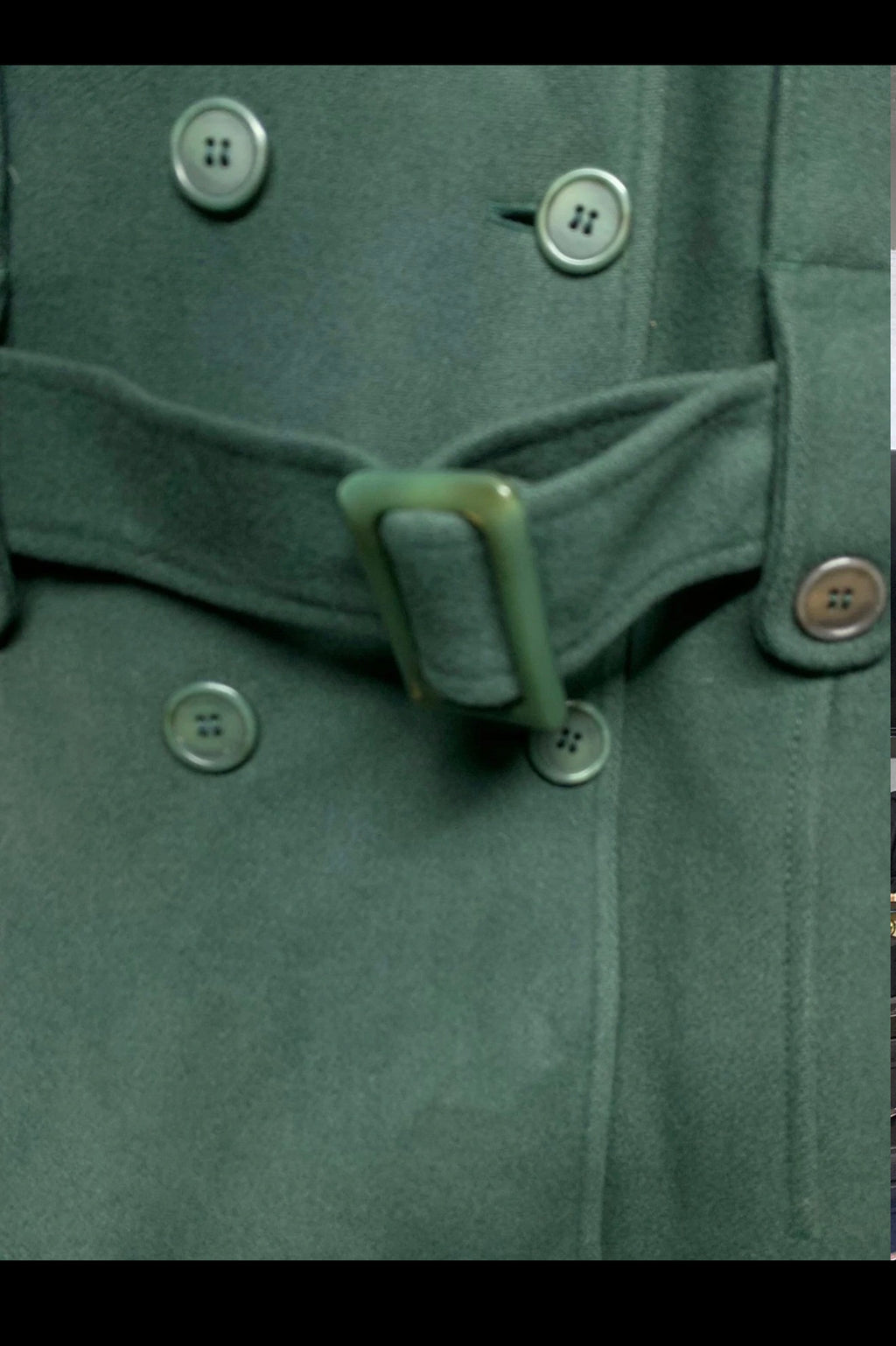 Vintage Superfine wool classic db belted green women's over coat 38 8 M