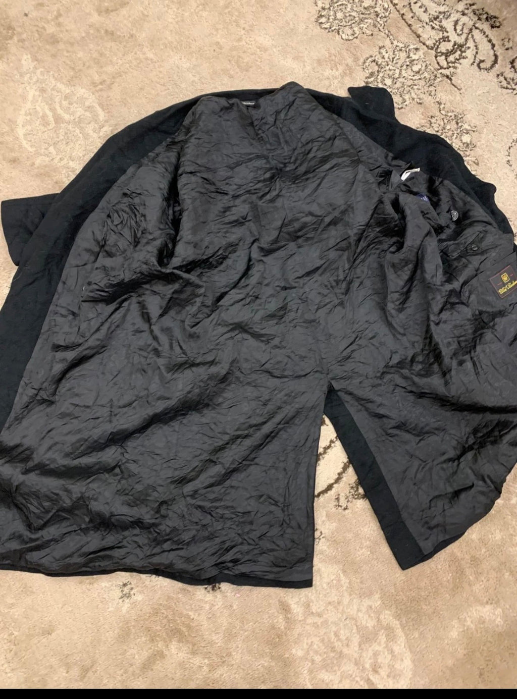 Vintage wool Cashmere blend double breasted gangster black over coat 46R 46L XL