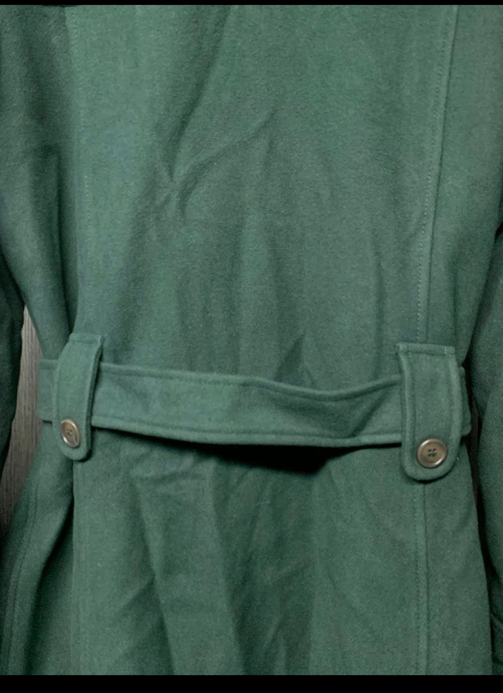 Vintage Superfine wool classic db belted green women's over coat 38 8 M