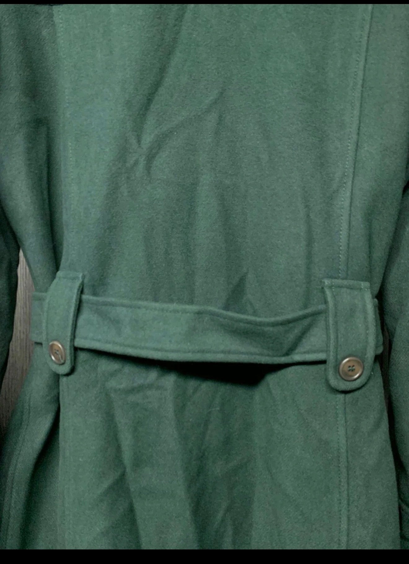 Vintage Superfine wool classic db belted green women's over coat 38 8 M