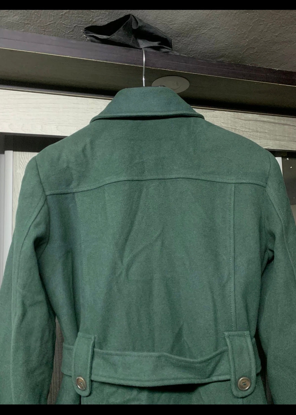 Vintage Superfine wool classic db belted green women's over coat 38 8 M