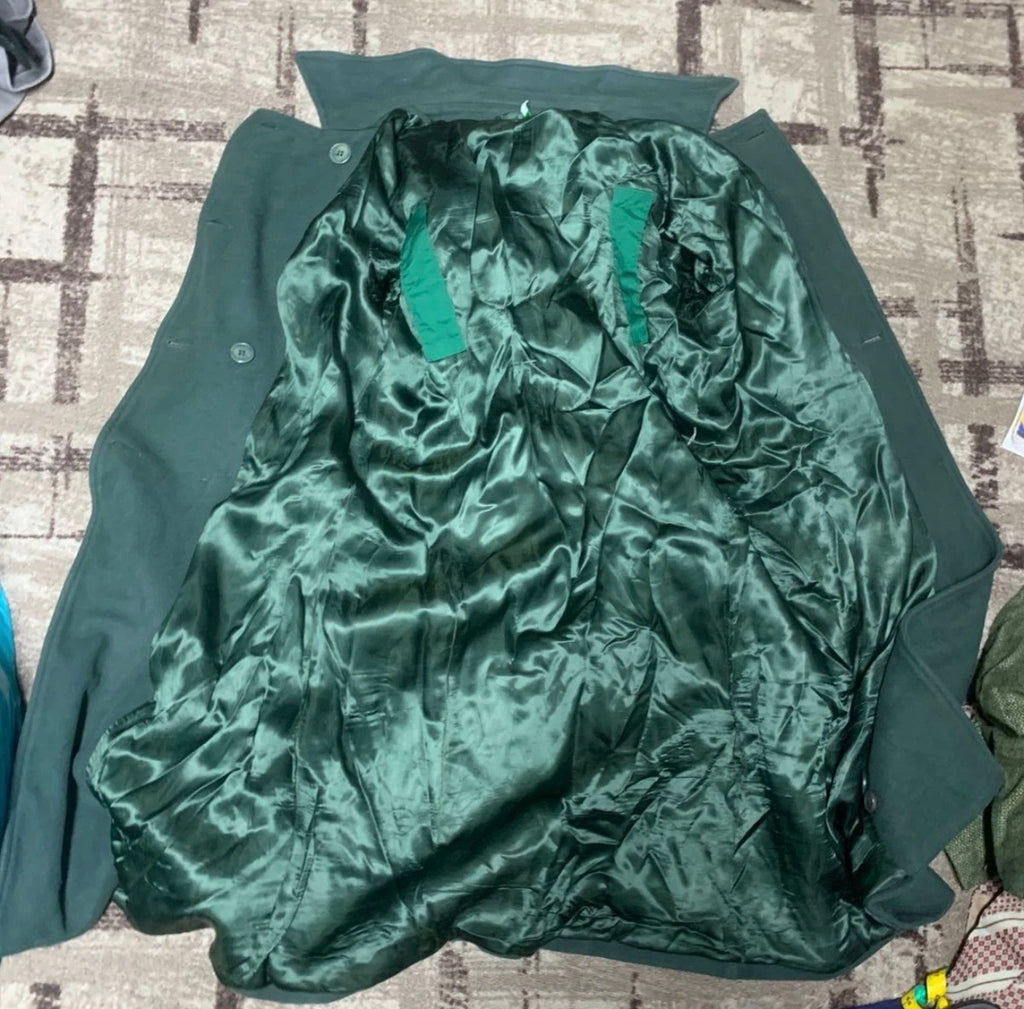 Vintage Superfine wool classic db belted green women's over coat 38 8 M