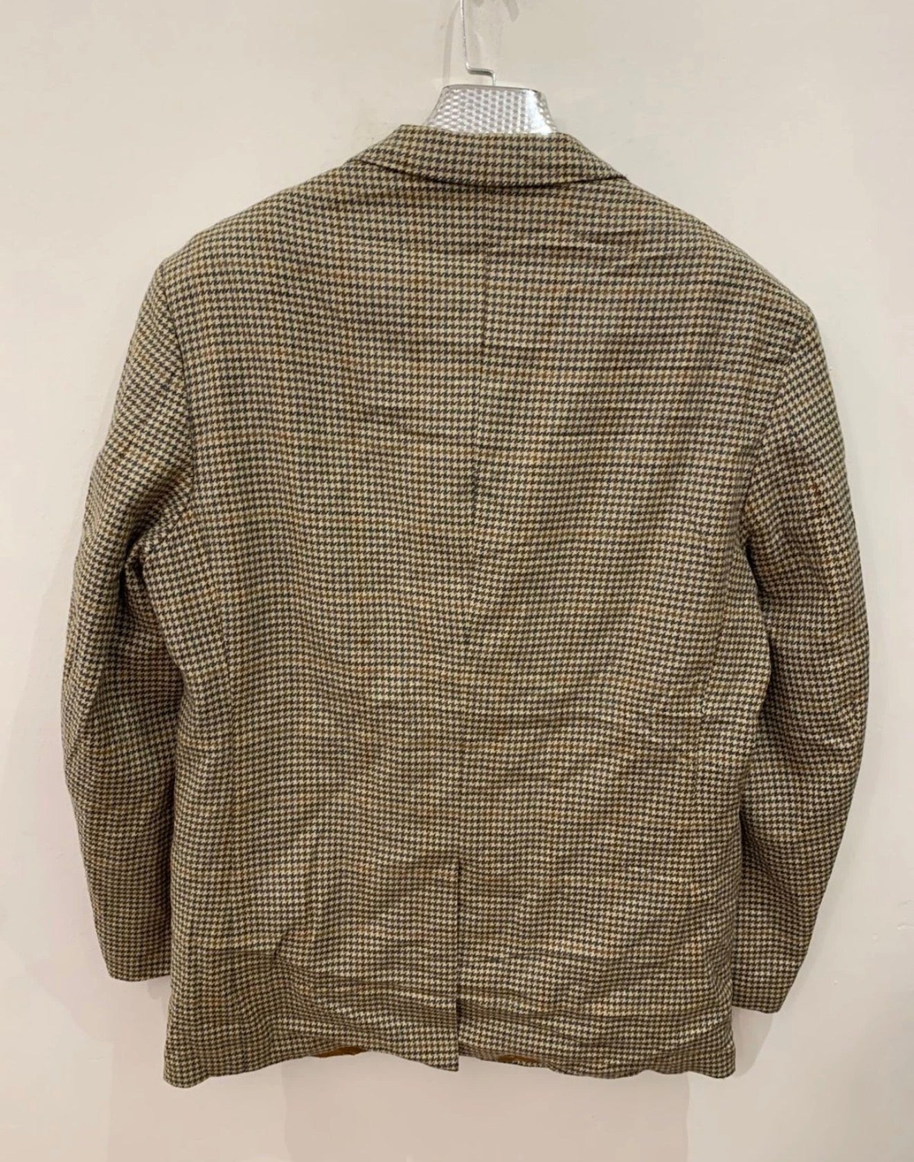 Vintage Lambswool Cashmere houndstooth classic brown jacket blazer 44R