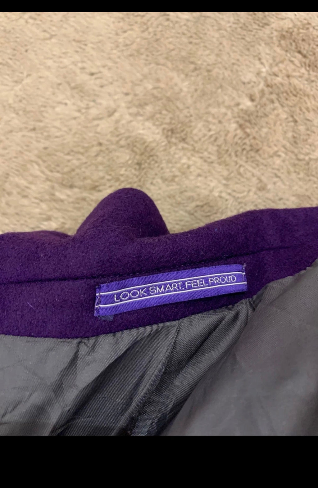 Vintage pure woollen wool classic silver button purple jacket blazer 36R