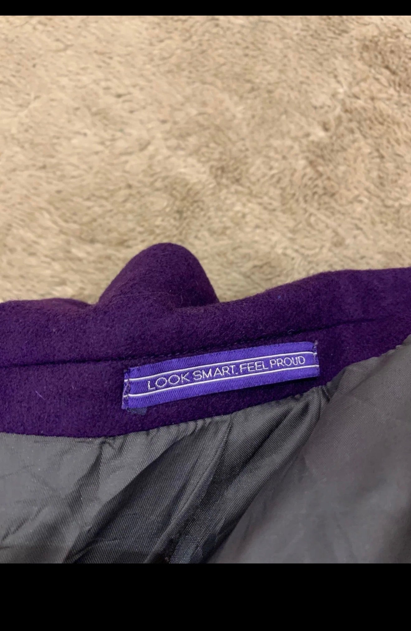 Vintage pure woollen wool classic silver button purple jacket blazer 36R
