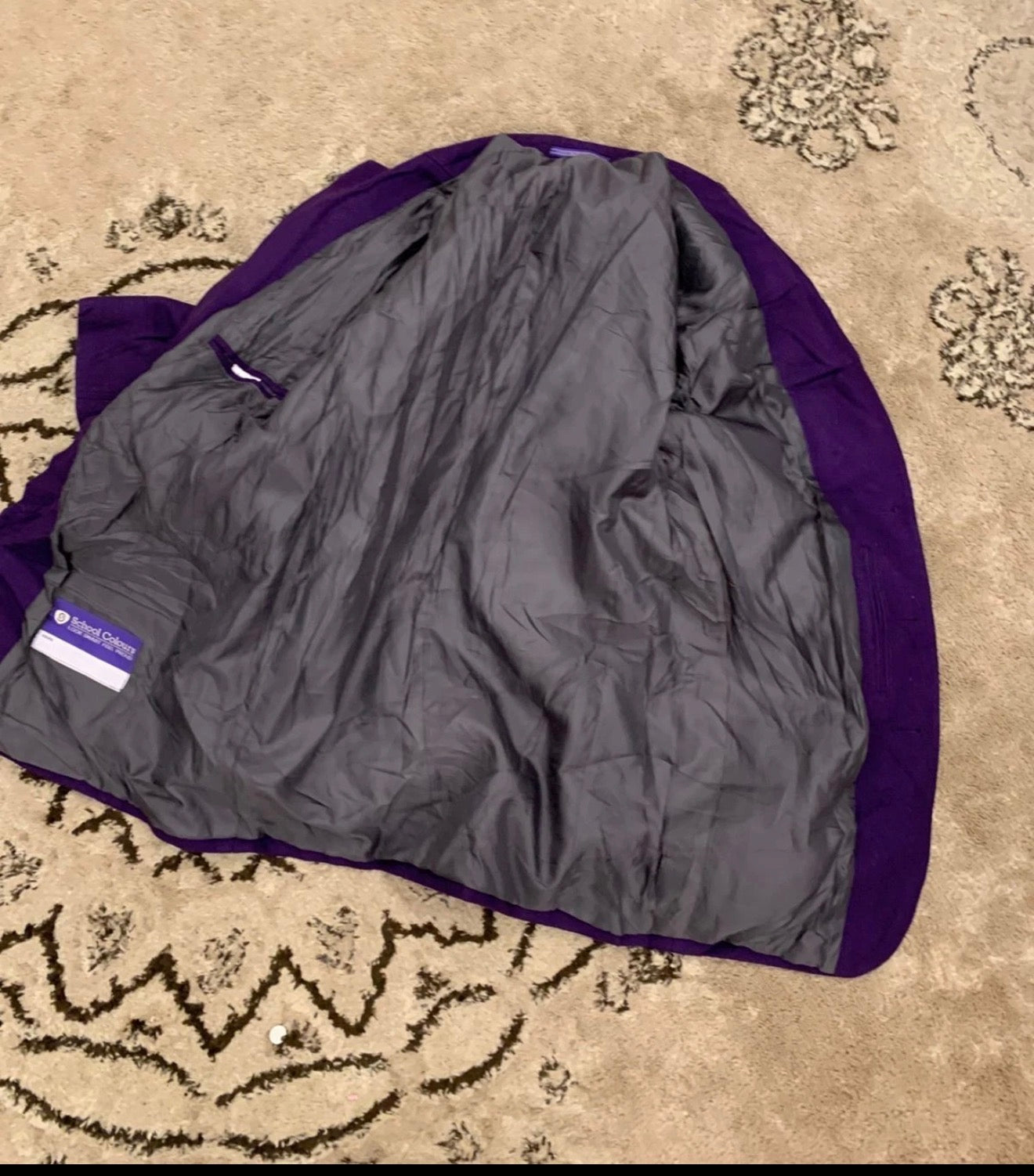 Vintage pure woollen wool classic silver button purple jacket blazer 36R