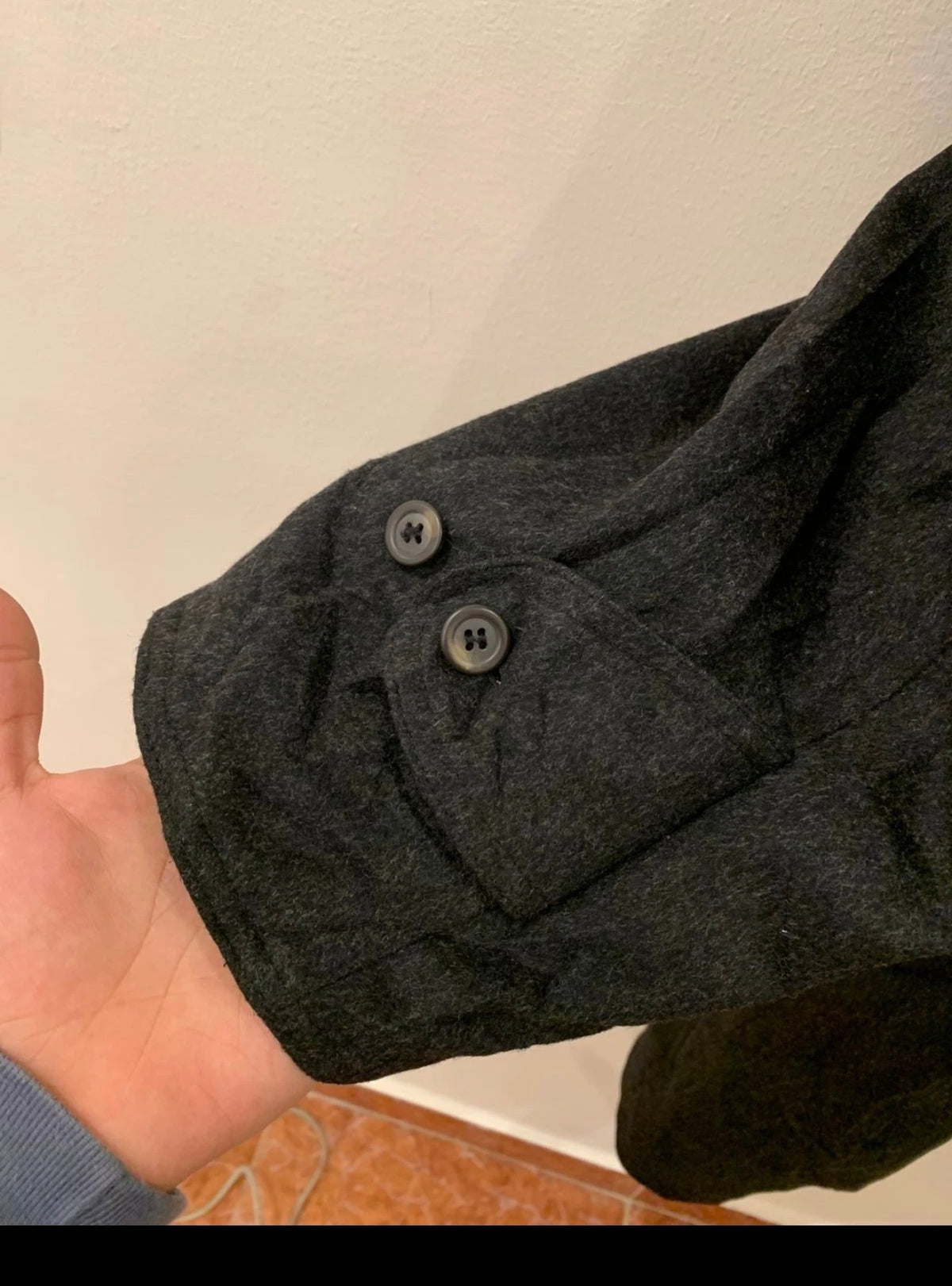 Vintage pure woollen wool belted charcoal classic over coat 52R 52L 2XL