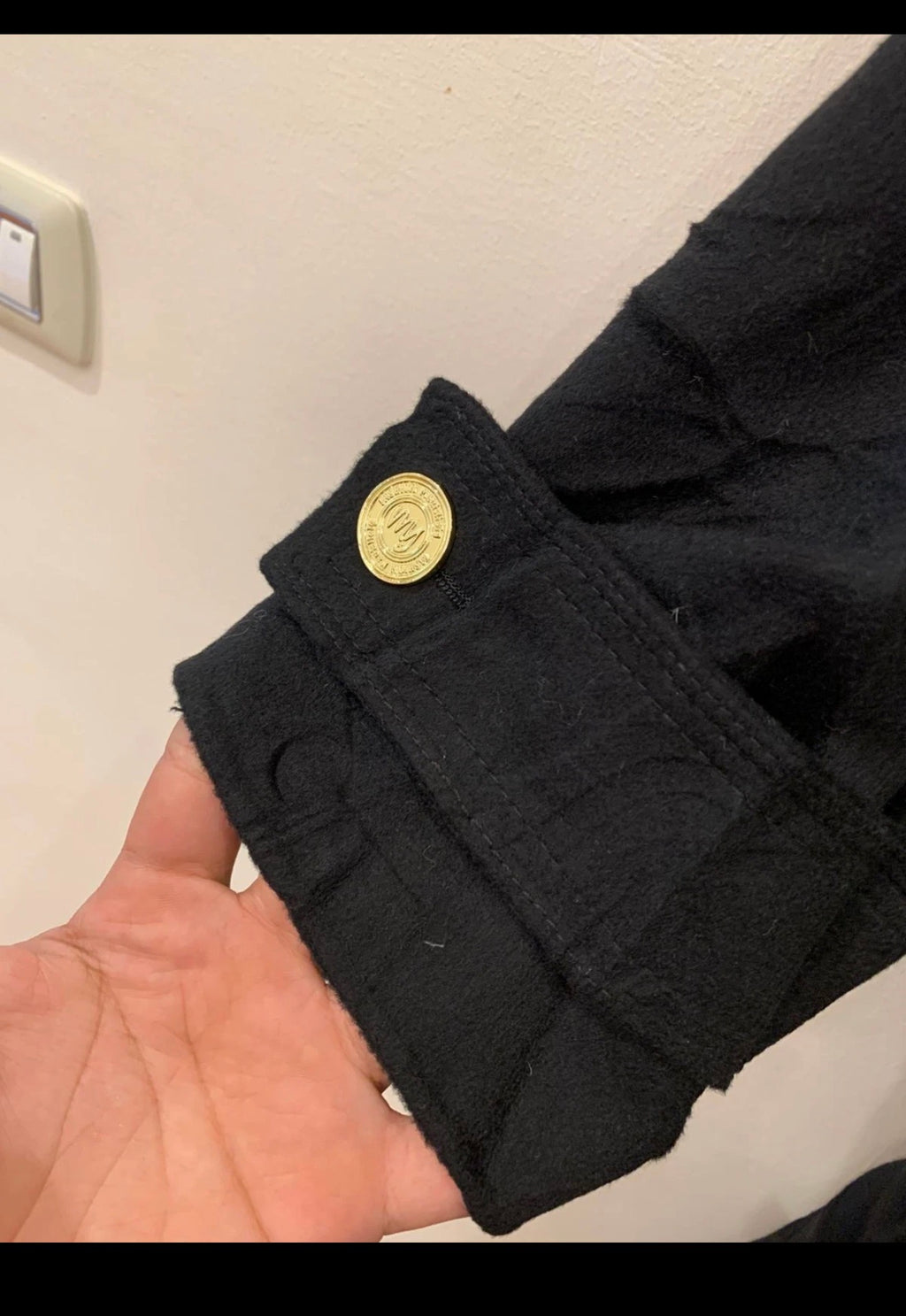 Classic unique style Wool Cashmere black belted over coat 40 10 M