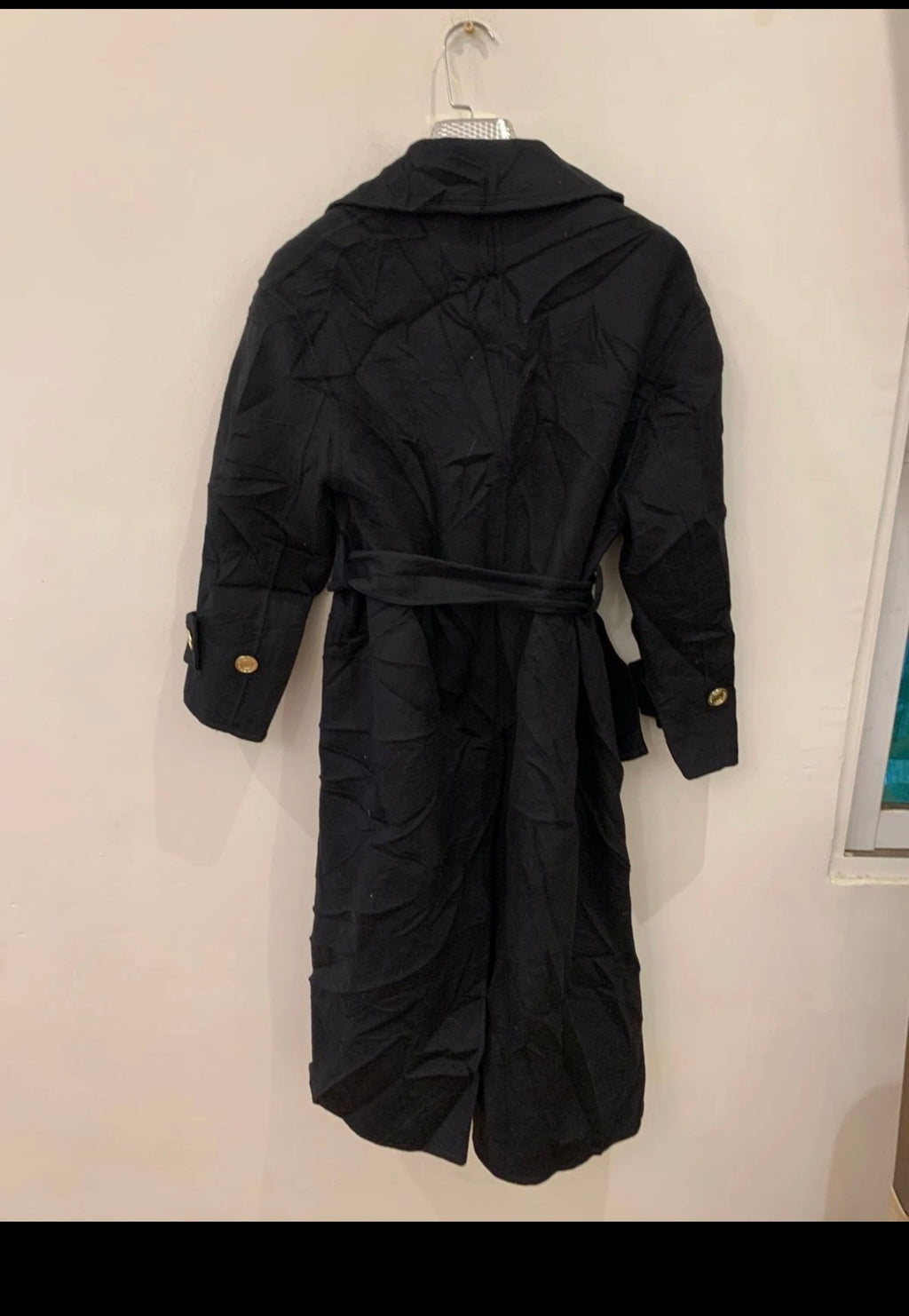 Classic unique style Wool Cashmere black belted over coat 40 10 M