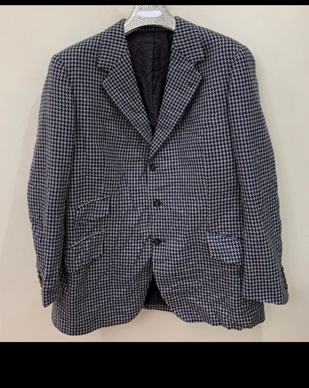 1970s dated Vintage pure wool houndstooth classic jacket blazer 44R 44L