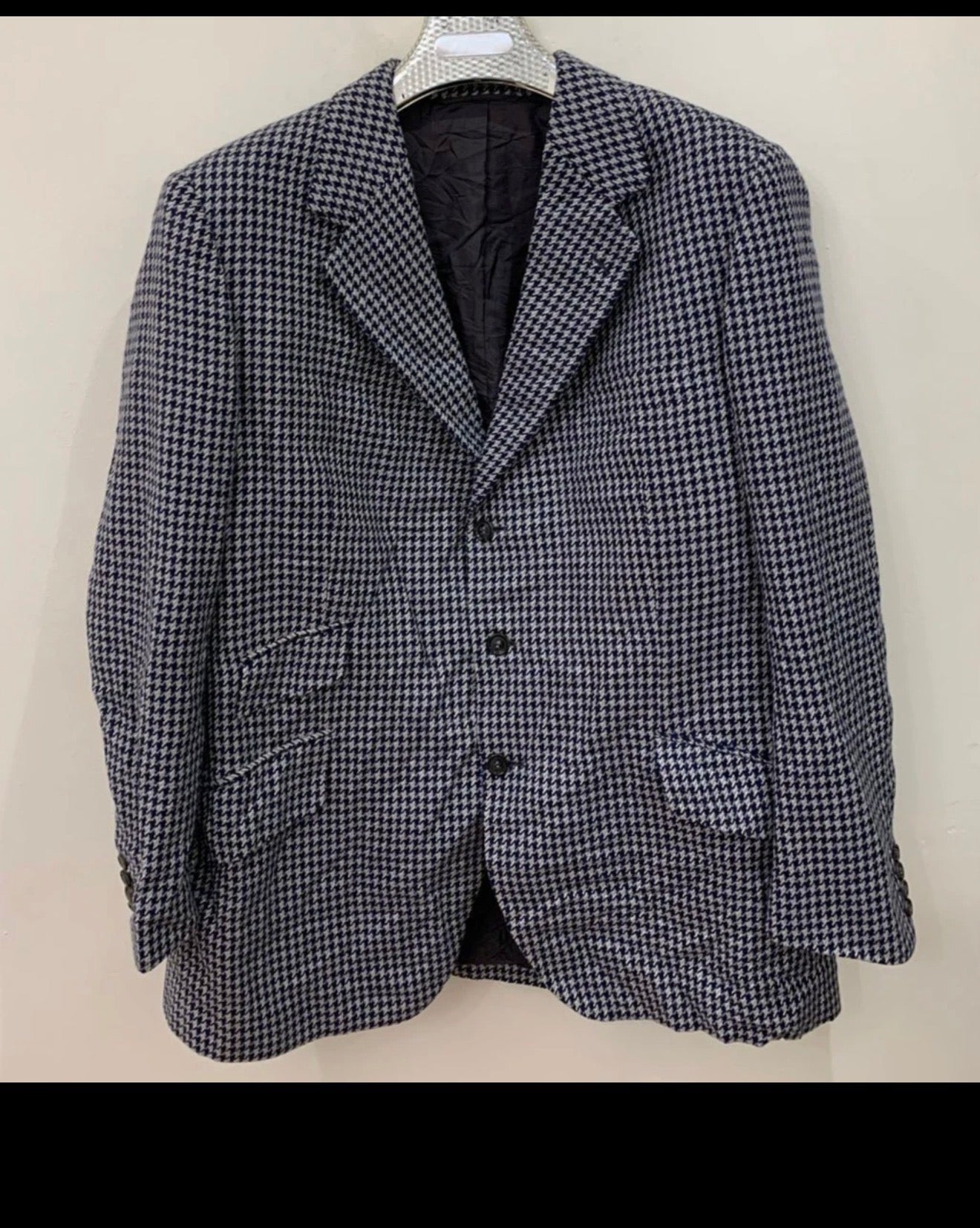 1970s dated Vintage pure wool houndstooth classic jacket blazer 44R 44L