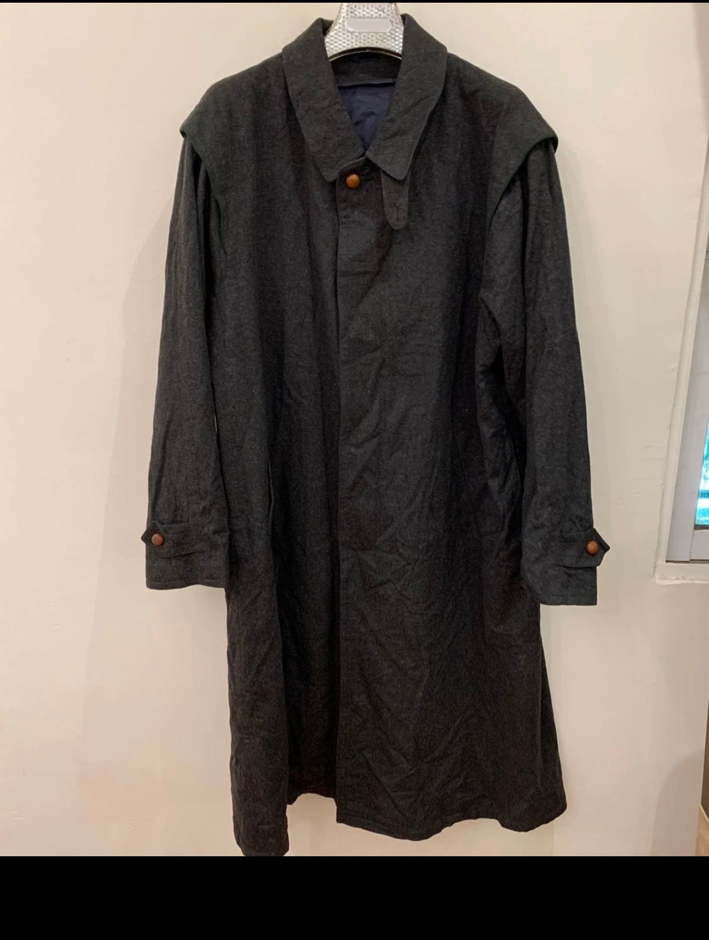 Vintage Amadeus Loden pure wool classic charcoal long over coat 50R 2XL