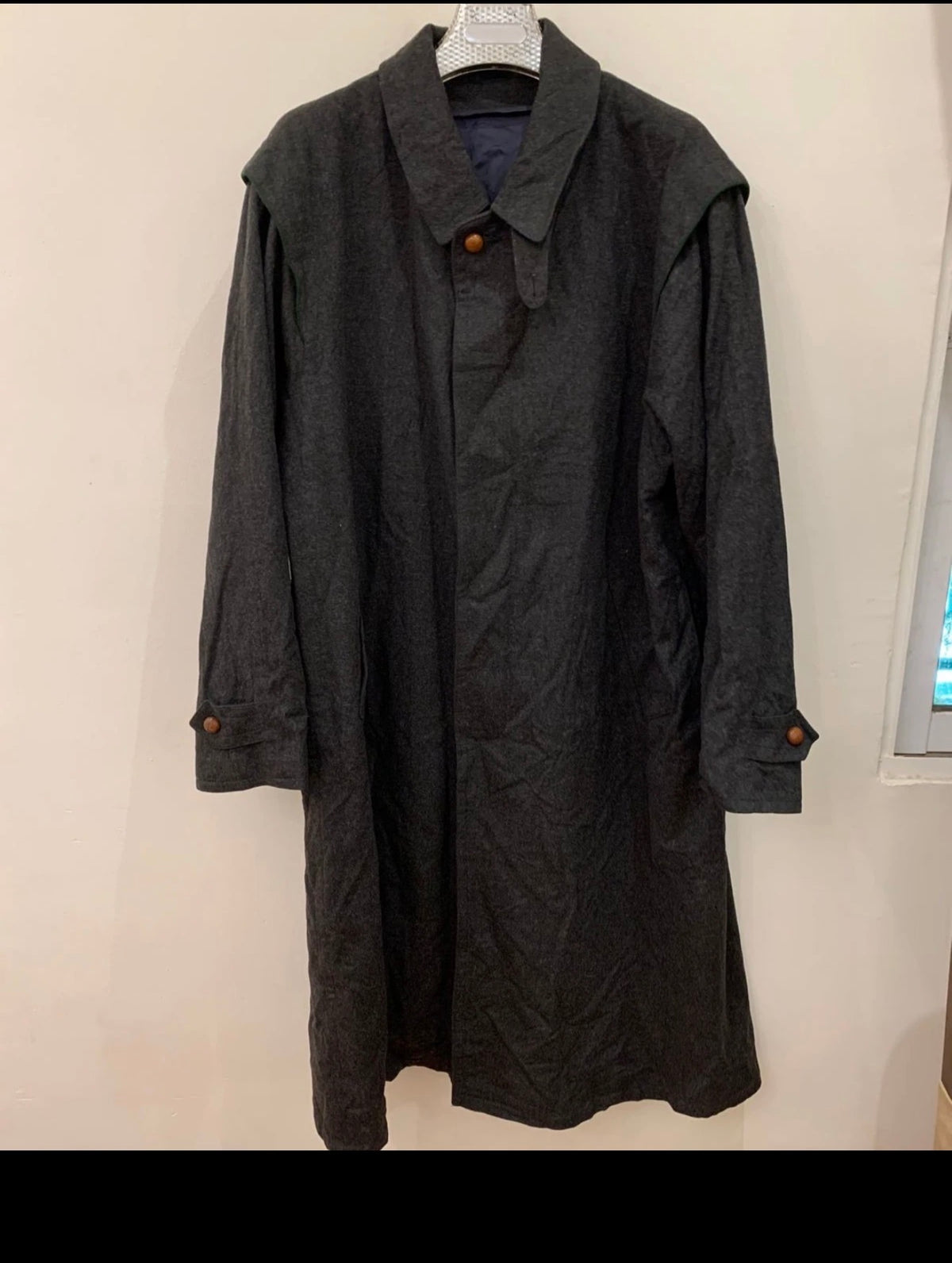 Vintage Amadeus Loden pure wool classic charcoal long over coat 50R 2XL
