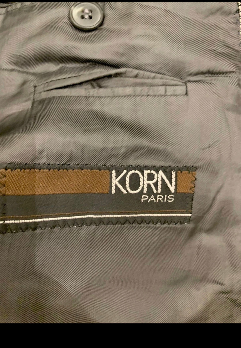 Vintage Korn Paris pure wool glen check double breasted jacket blazer 44R