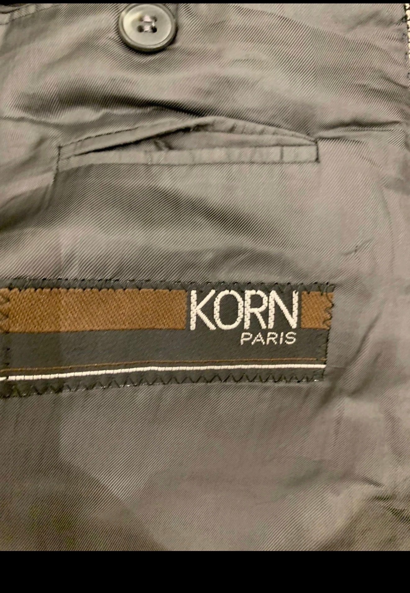 Vintage Korn Paris pure wool glen check double breasted jacket blazer 44R
