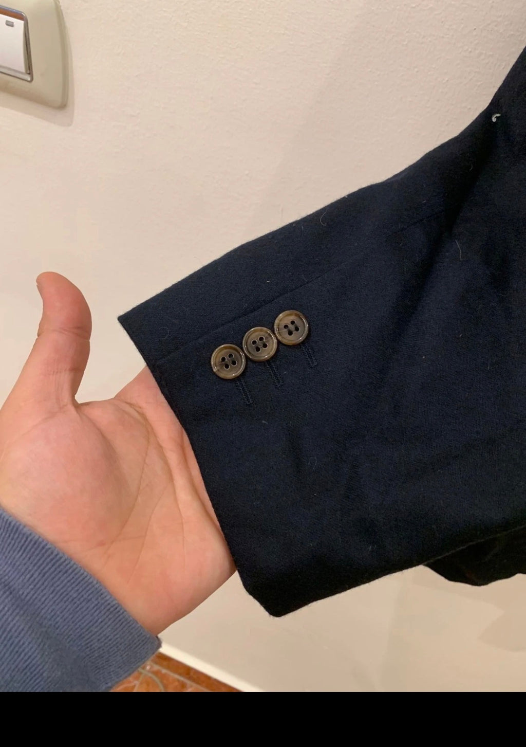 St Michael Marks & Spencer wool cashmere double breasted navy blazer 48R 48L XL