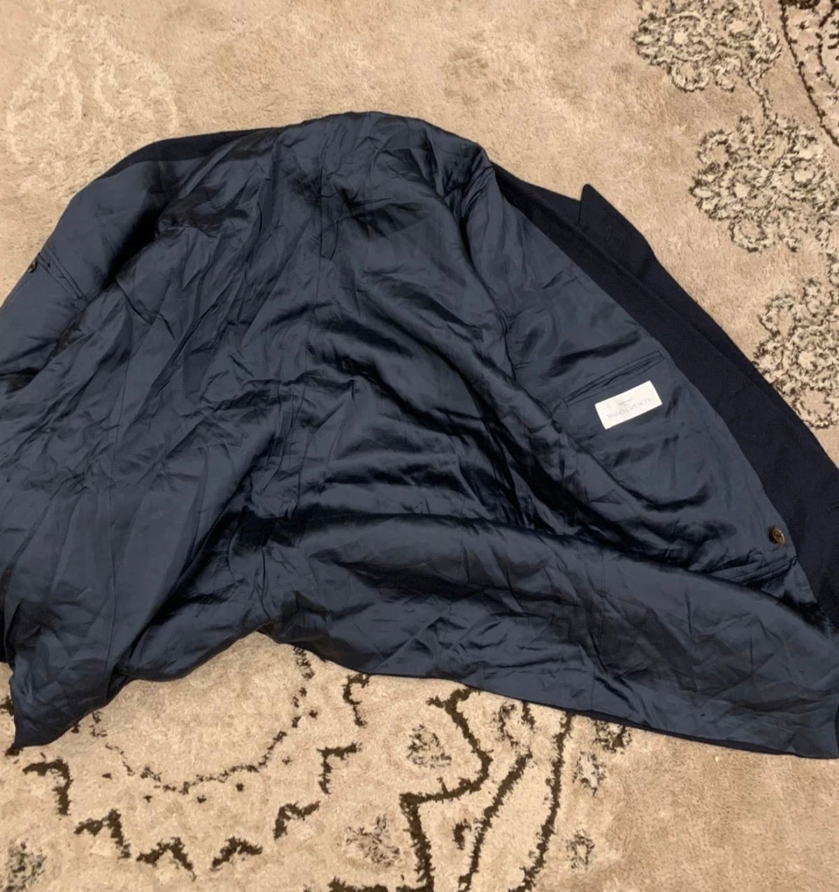 St Michael Marks & Spencer wool cashmere double breasted navy blazer 48R 48L XL