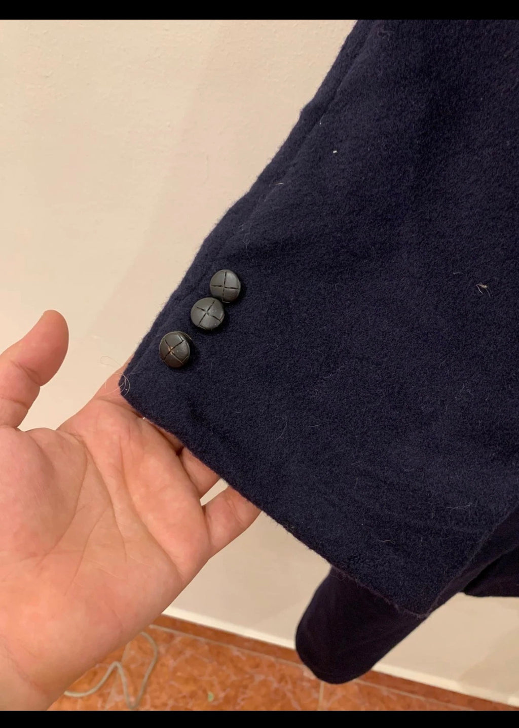 1970s Vintage classic pure Wool double breasted Navy over coat 48R XL
