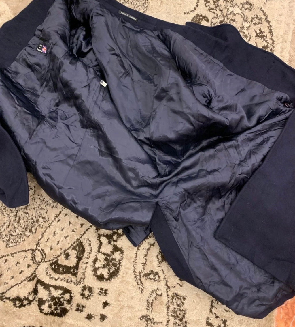 1970s Vintage classic pure Wool double breasted Navy over coat 48R XL