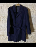 1970s Vintage pure woollen wool classic belted navy over coat 42R 42L