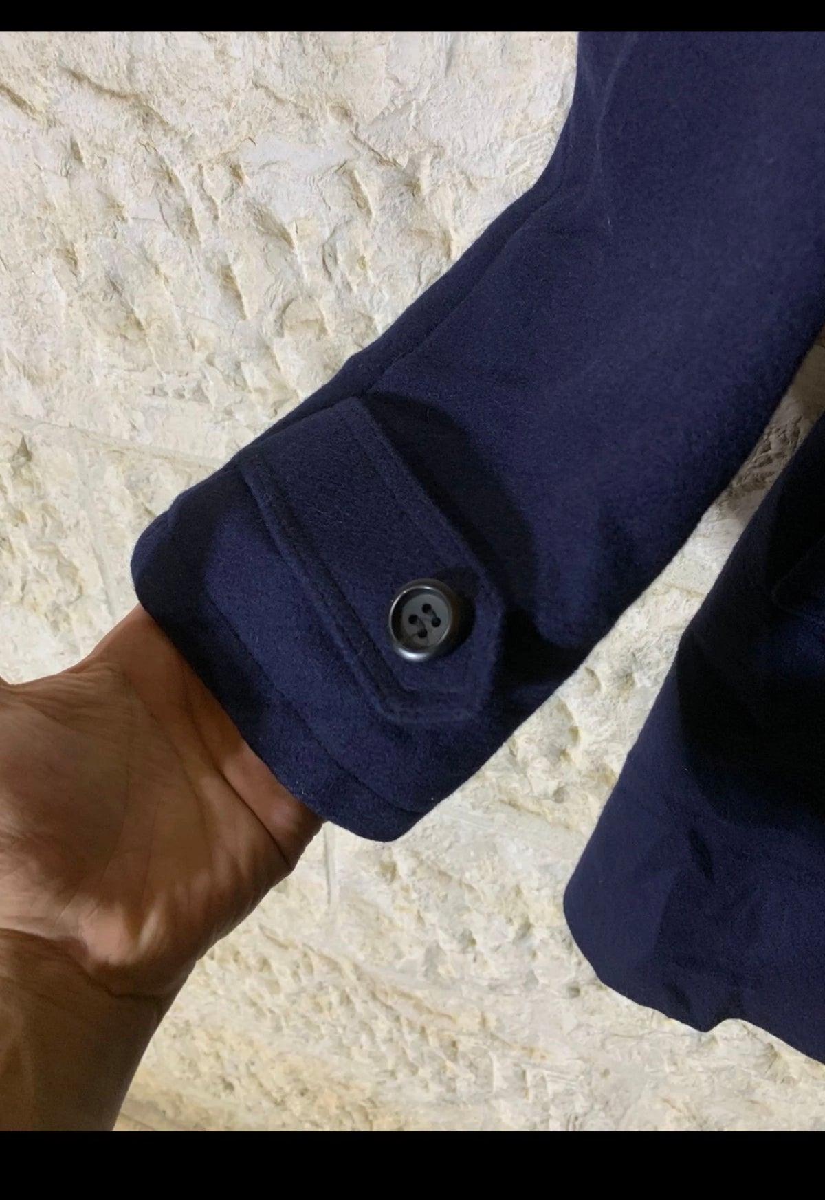 1970s Vintage pure woollen wool classic belted navy over coat 42R 42L