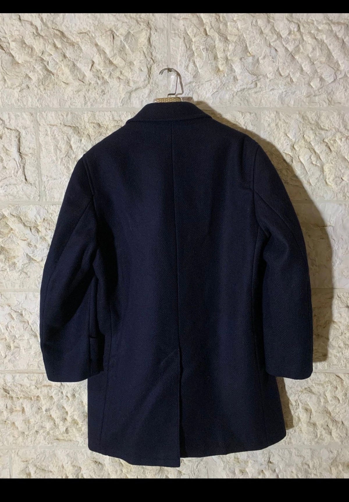 1970s Vintage pure woollen wool classic navy blue top over coat 44R