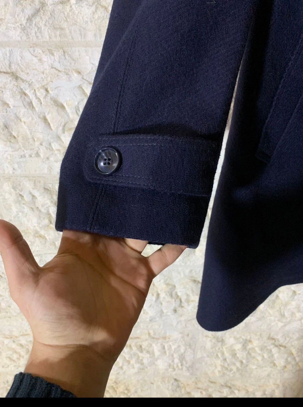 1970s Vintage pure woollen wool classic navy blue top over coat 44R