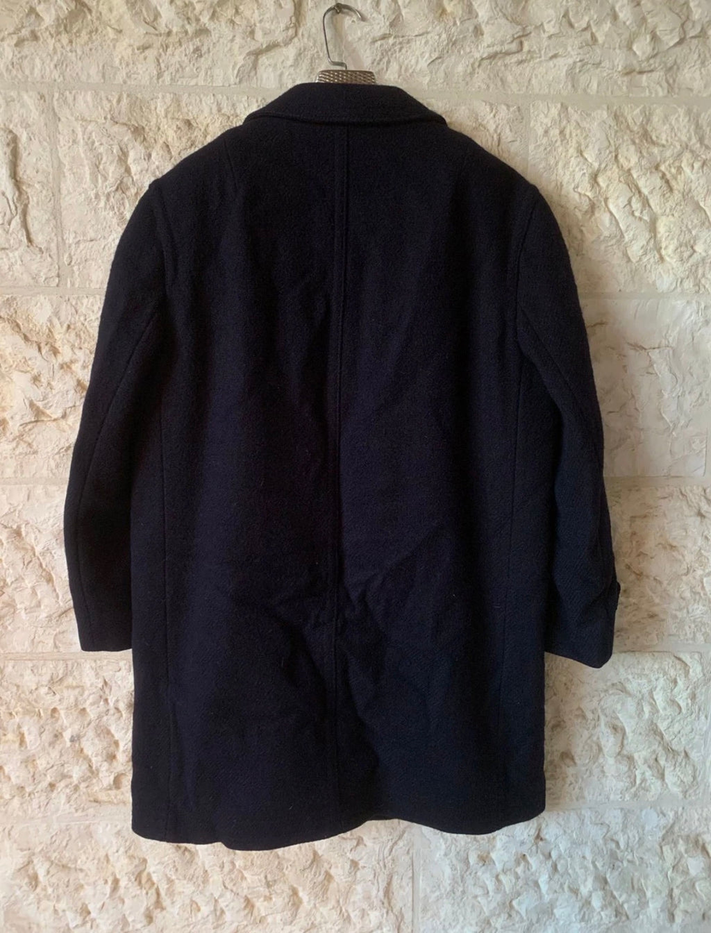 1970s vintage pure woollen wool classic navy blue top over coat 46R XL