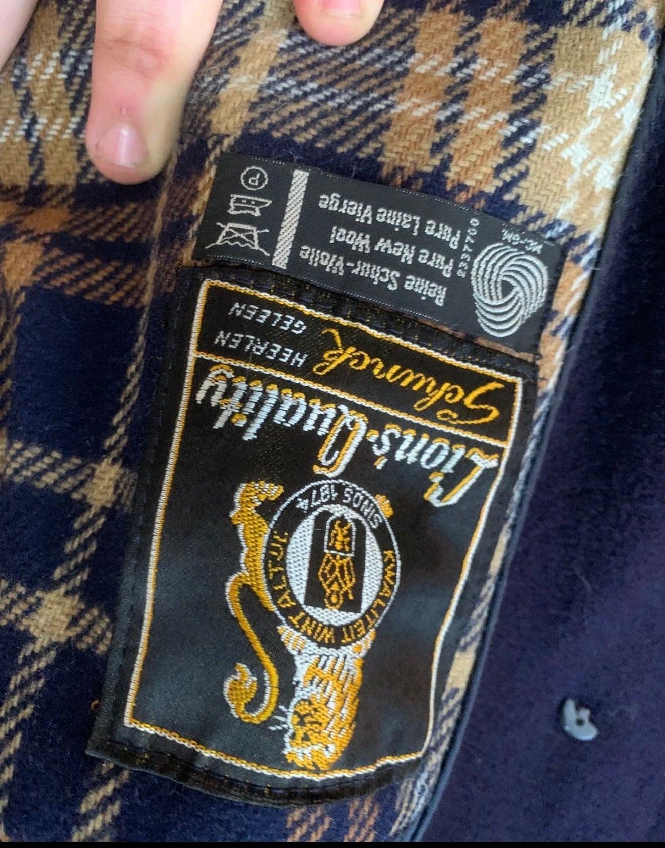 1970s vintage pure woollen wool classic navy blue top over coat 46R XL