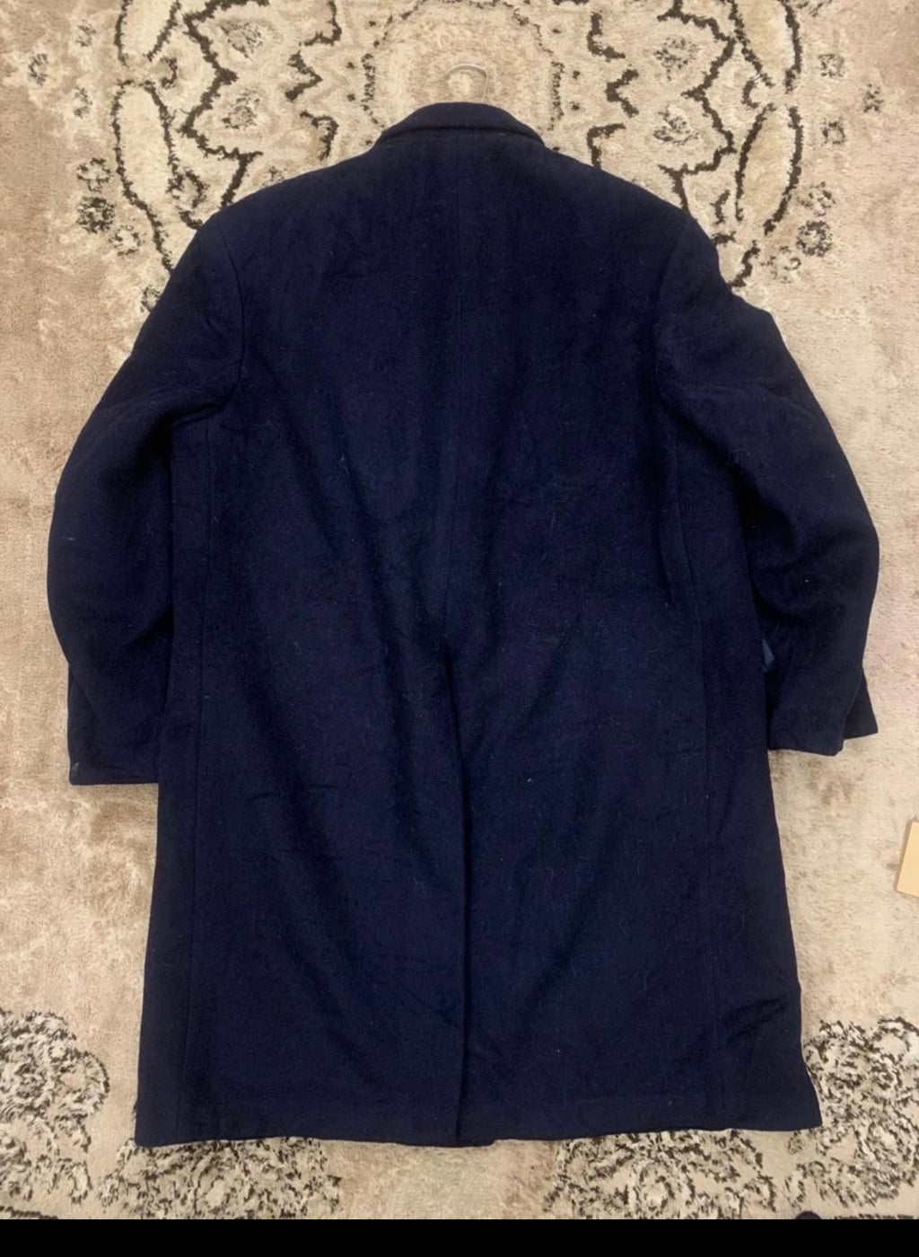 1970s vintage pure wool & camel hair classic navy over coat 46R 46L XL