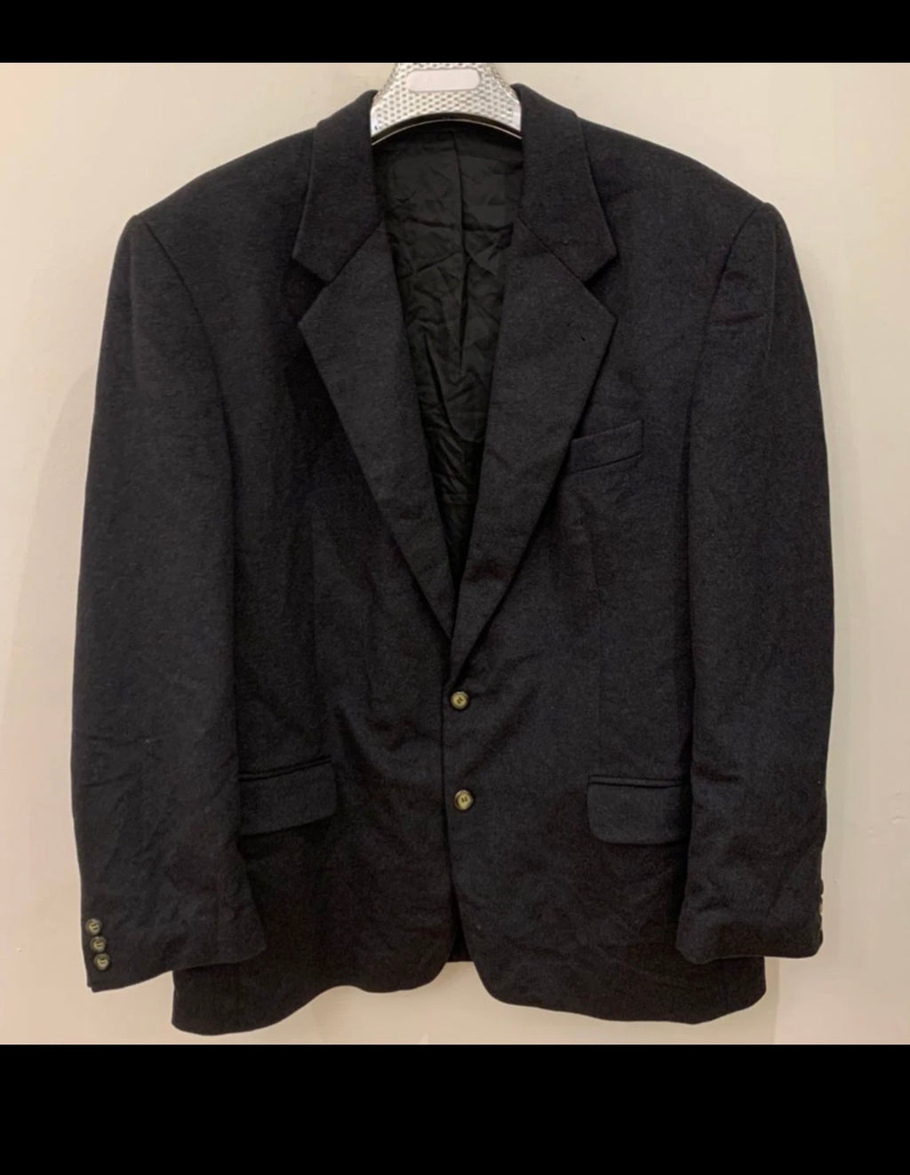 Vintage 100% pure cashmere classic charcoal jacket blazer 46R XL