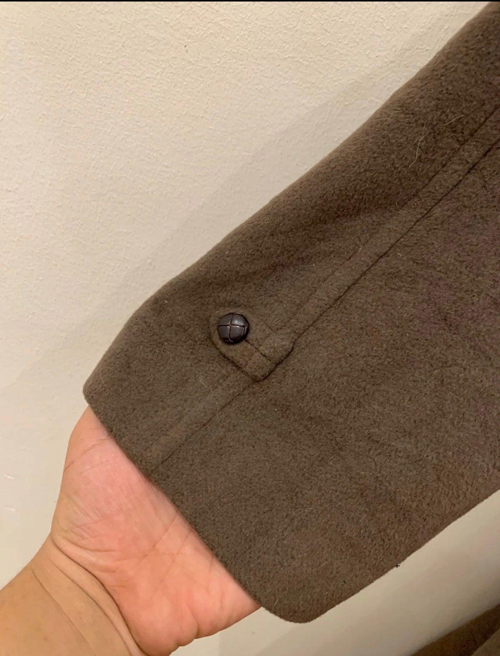 Vintage woollen wool classic belted brown raglan over coat 48R XL