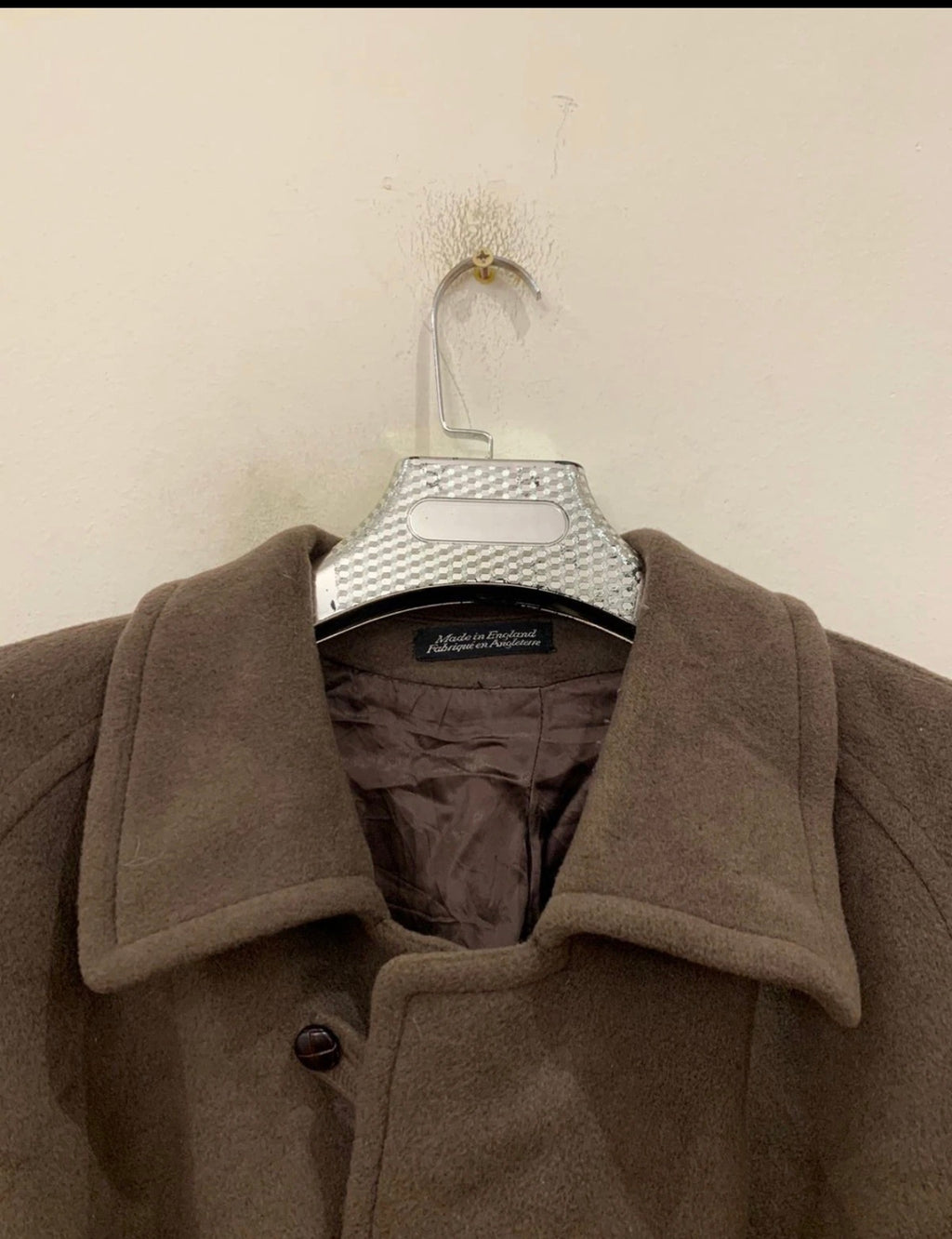 Vintage woollen wool classic belted brown raglan over coat 48R XL