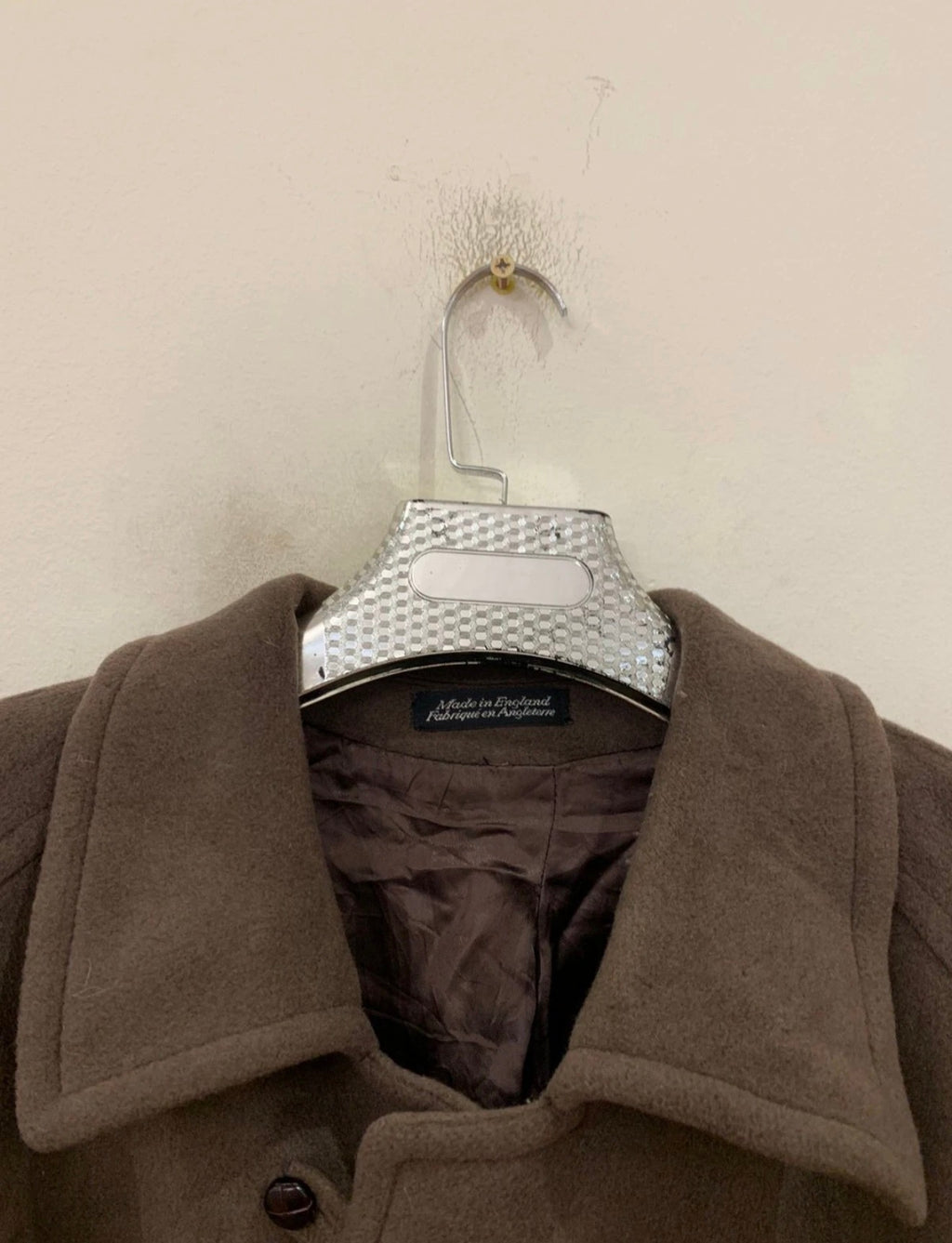 Vintage woollen wool classic belted brown raglan over coat 48R XL