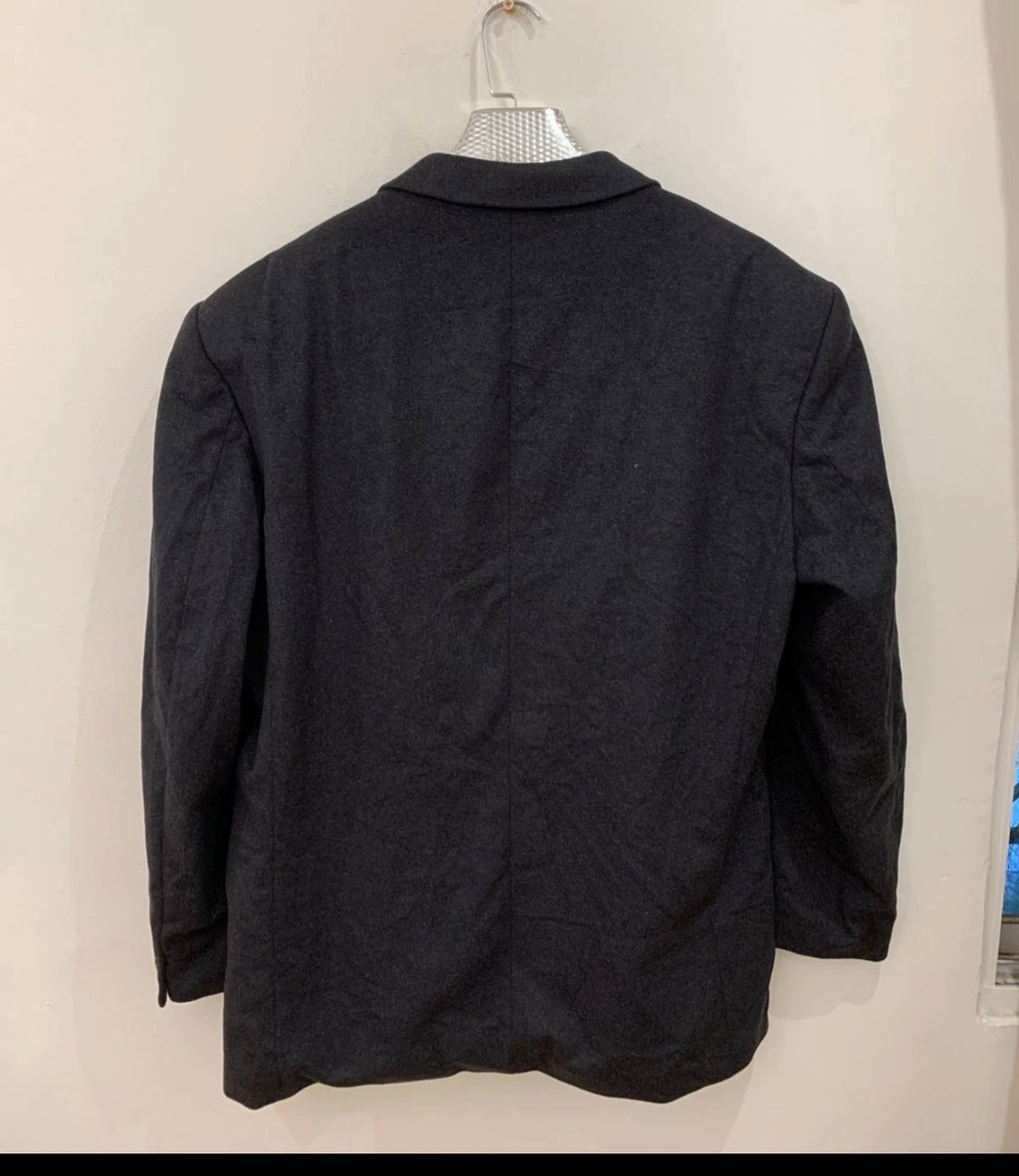 Vintage 100% pure cashmere classic charcoal jacket blazer 46R XL