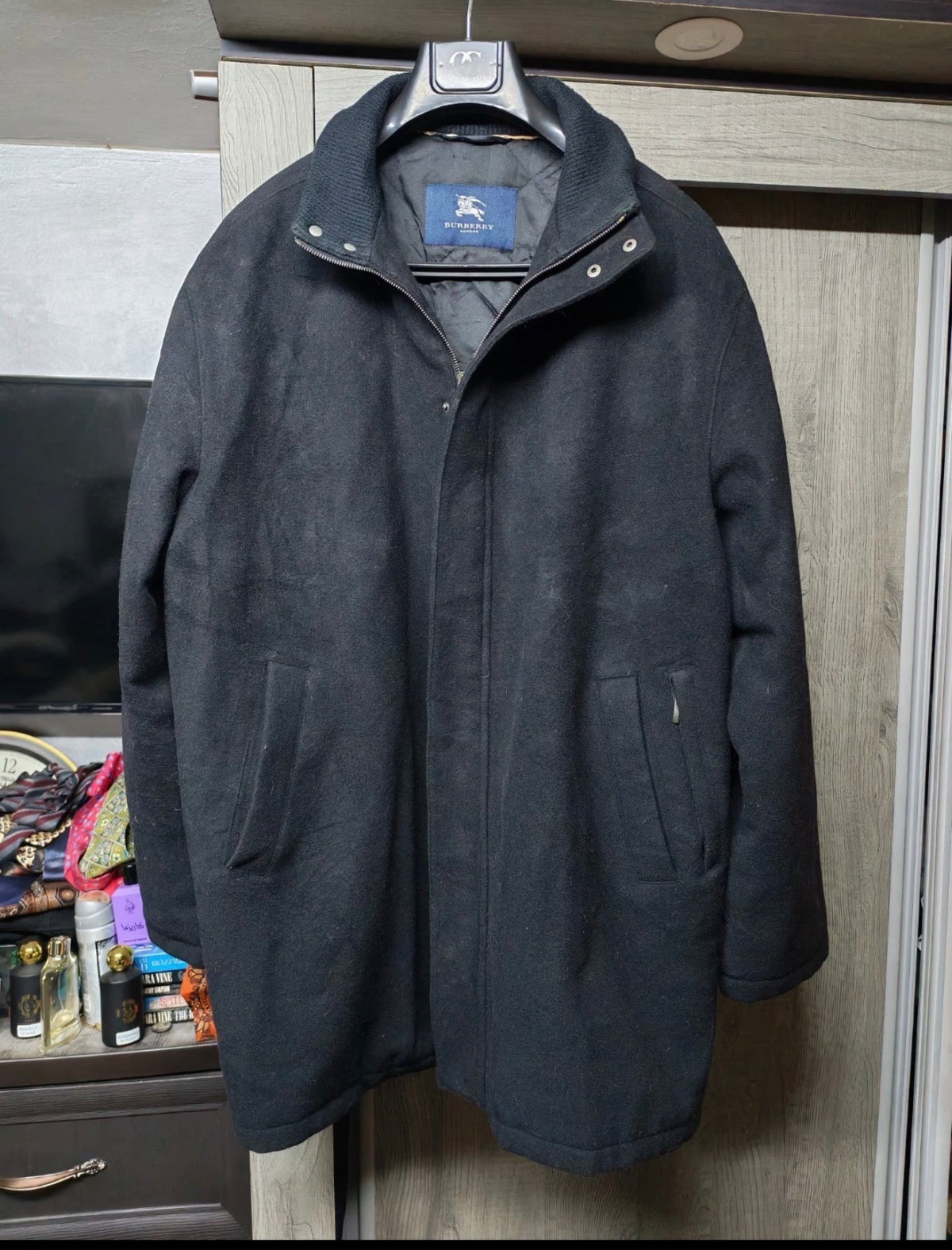Classic Burberry London Wool Cashmere blend black jacket sweater 52R 52L 2XL