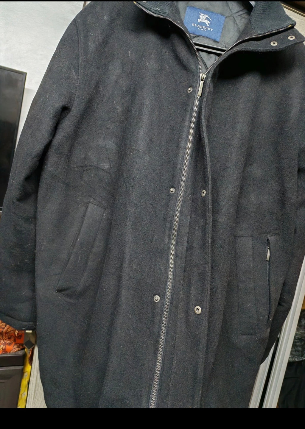 Classic Burberry London Wool Cashmere blend black jacket sweater 52R 52L 2XL