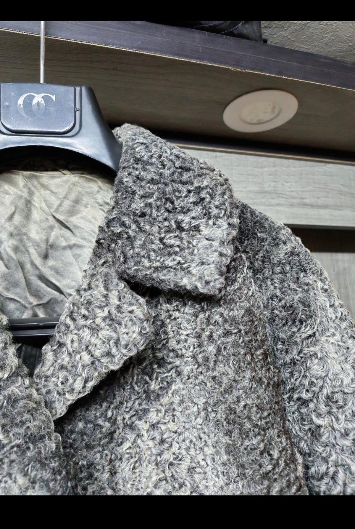 vintage Luxury genuine gray silver Astrakhan Persian lamb fur jacket 8 M 38