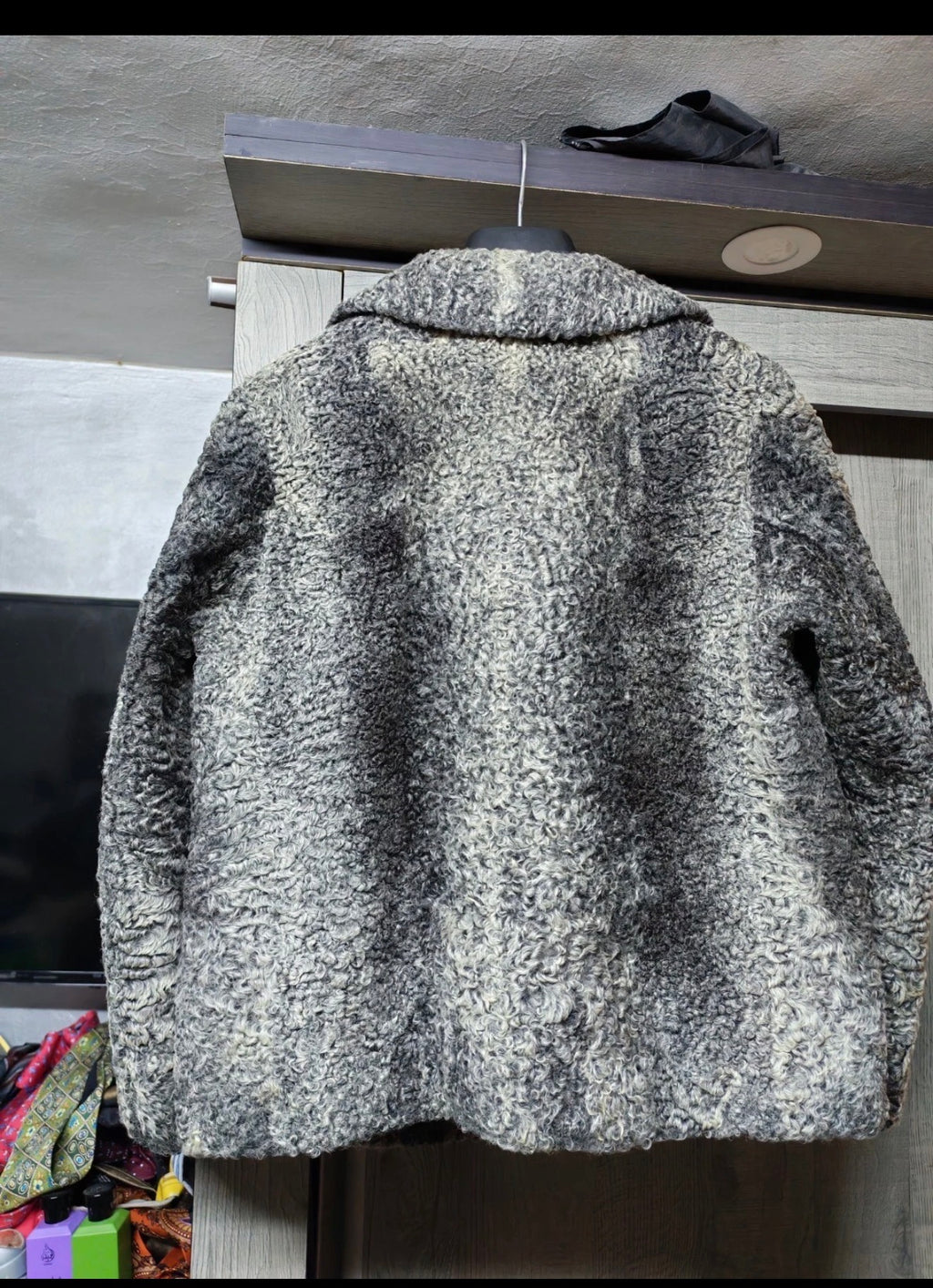 vintage Luxury genuine gray silver Astrakhan Persian lamb fur jacket 8 M 38