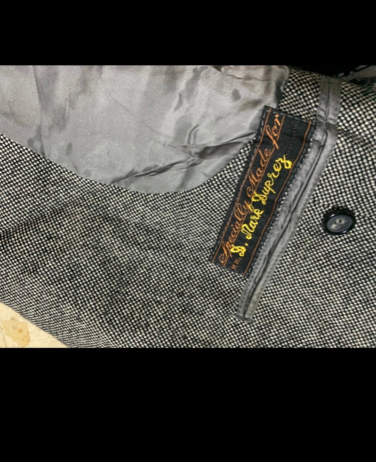 Vintage pure wool camouflage gray bespoke jacket blazer 40R